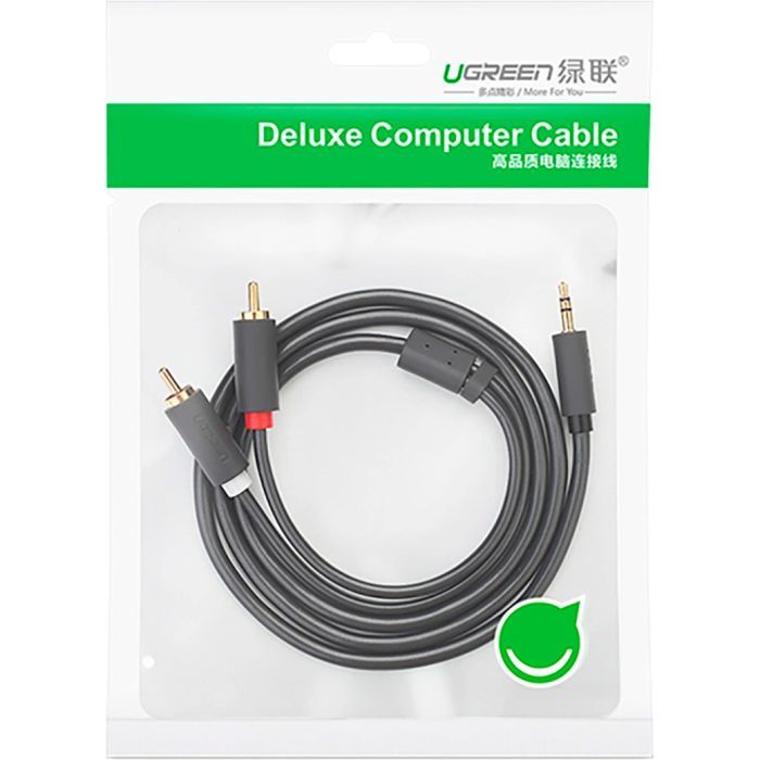Кабель мультимедийный 3.5mm M to 2xRCA M 2.0m AV102 black Ugreen (10510) изображение 3 Кабель мультимедийный 3.5mm M to 2xRCA M 2.0m AV102 black Ugreen (10510) изображение 3