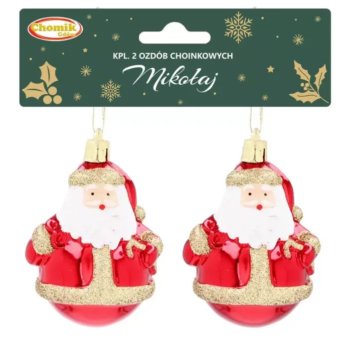 Елочная игрушка Chomik Санта пластикові 2 шт, 8 см (5900779839281)