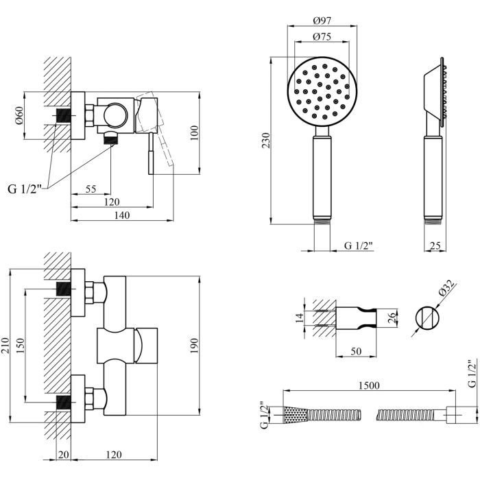 Душевой гарнитур Kroner Klassisch-ESG050 (CV035370) изображение 7