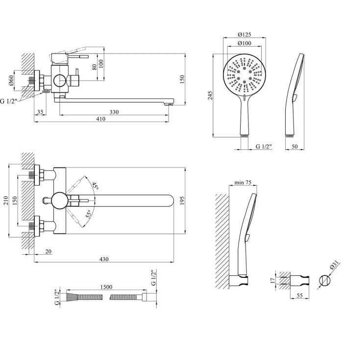 Смеситель Kroner Edelstahl Klassisch-SCH070 + змішувач Edelstahl Klassisch-SCH010 (CVS30149) изображение 11