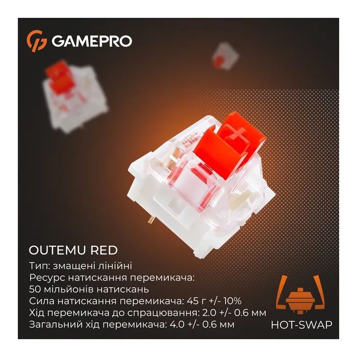 Клавіатура GamePro Genesis Metallic MK144B Outemu Red Switch USB UA Black (MK144B) зображення 11