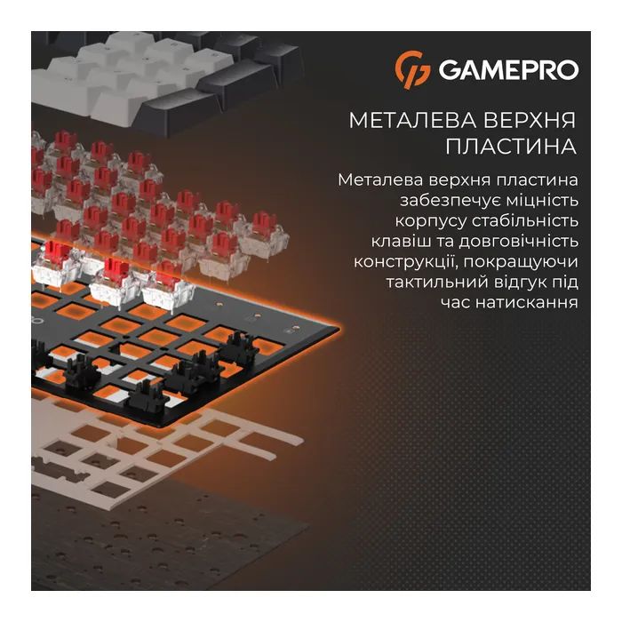 Клавіатура GamePro Genesis Metallic MK144B Outemu Red Switch USB UA Black (MK144B) зображення 9