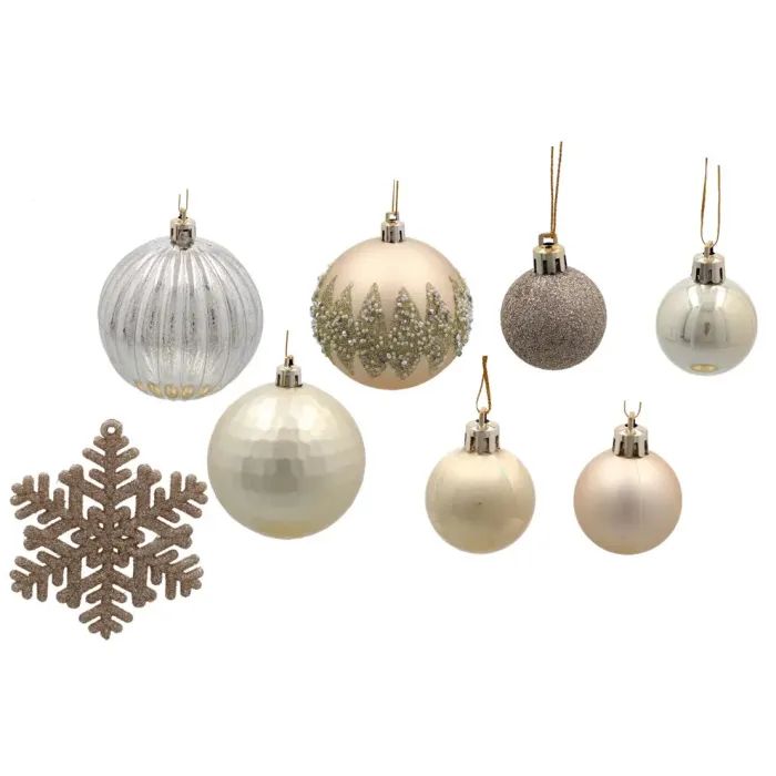 Елочная игрушка Chomik пластикові Кульки, сніжинки 30 шт, шампань (5900779895324_2) изображение 2