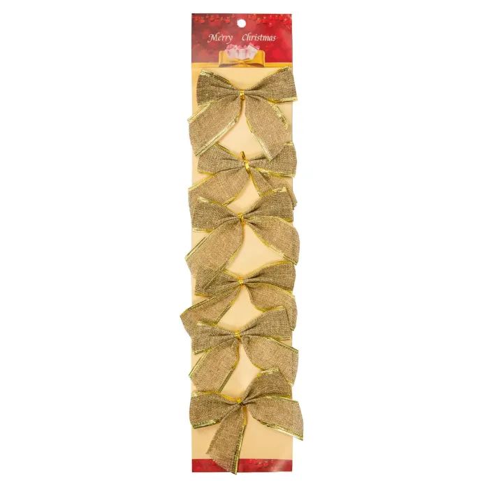 Украшение декоративное Chomik Бант текстильний 6 шт, 10 см, золотистий (5900779856165_2)