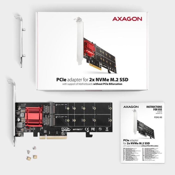 Контроллер AXAGON PCIe to 2xNVMe M.2 controller (PCEM2-ND) изображение 3