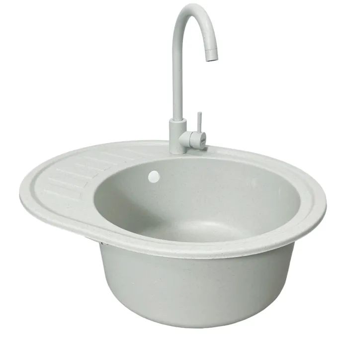 Мийка кухонна Adamant Ovum Old stone + змішувач + дозатор (1824296900410) зображення 3