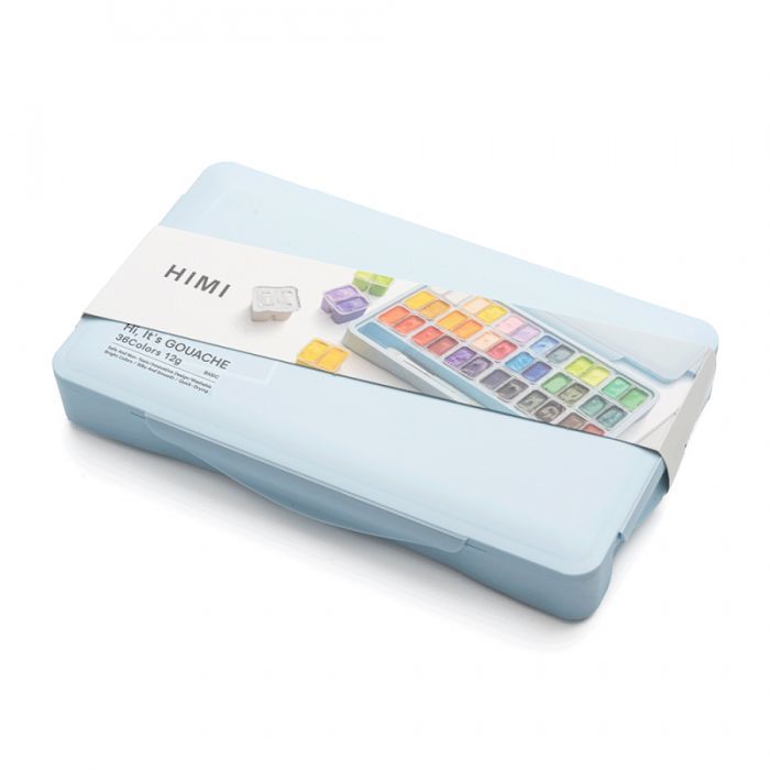 Гуашевые краски HIMI Twin Cup 36*12мл+3 пензлі, блакитний пластик, пенал (6976939682638) изображение 2