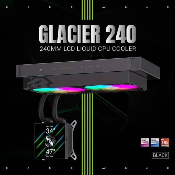 Система жидкостного охлаждения Gamemax GLACIER 240 LCD BK изображение 8