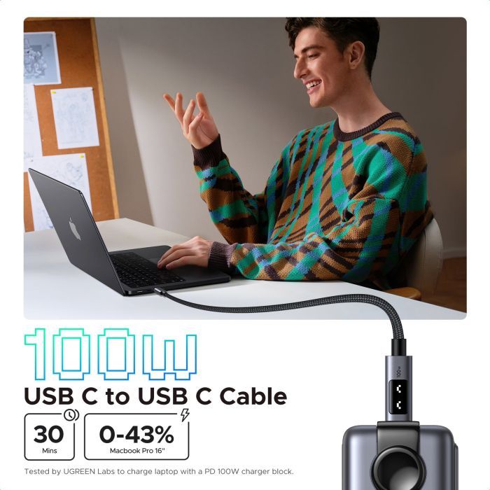 Дата кабель USB-C to USB-C 2.0m PD 100W L509 black Ugreen (35512) изображение 6