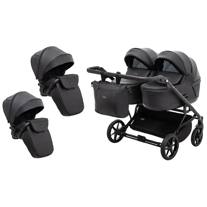 Коляска Adamex 2 в 1 Leo Duo Eco для двійні SA-2 чорна (681143)