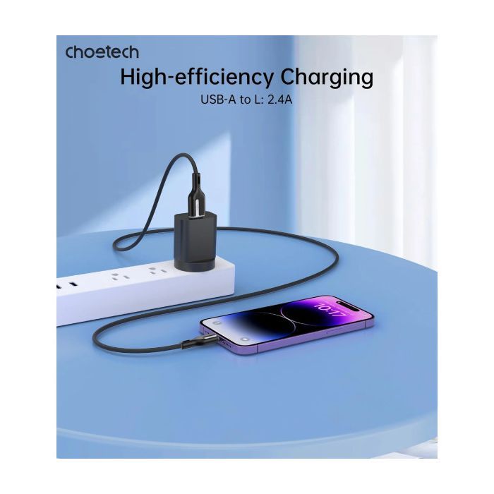 Дата кабель USB 2.0 AM to Lightning 1.0m 2.4A black Choetech (XAL-0003-BK-V2) изображение 4