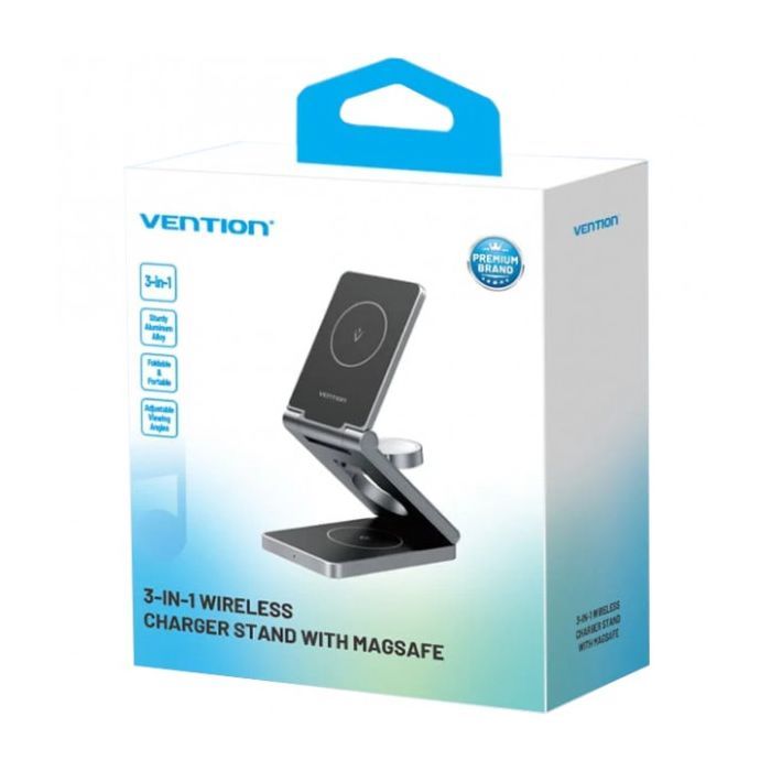 Зарядное устройство Vention Magnetic Wireless Charger 15W 3-in-1 gray (FGFH0) изображение 2