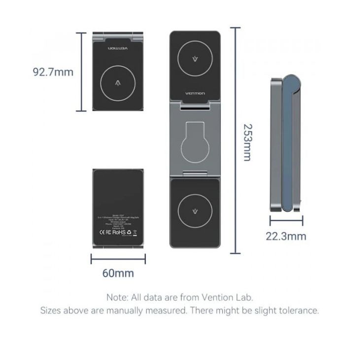 Зарядное устройство Vention Magnetic Wireless Charger 15W 3-in-1 gray (FGFH0) изображение 3