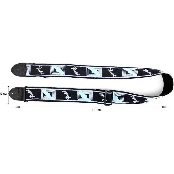 Ремінь для гітари Fender Strap 2" Monogrammed Black/Light Grey/Medium Blue (204092) зображення 2