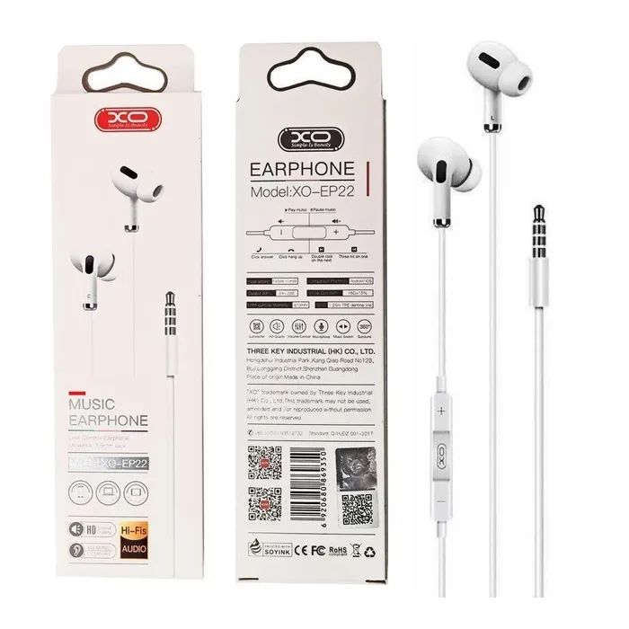Навушники XO EP22 3.5mm White (EP22-WH) зображення 2