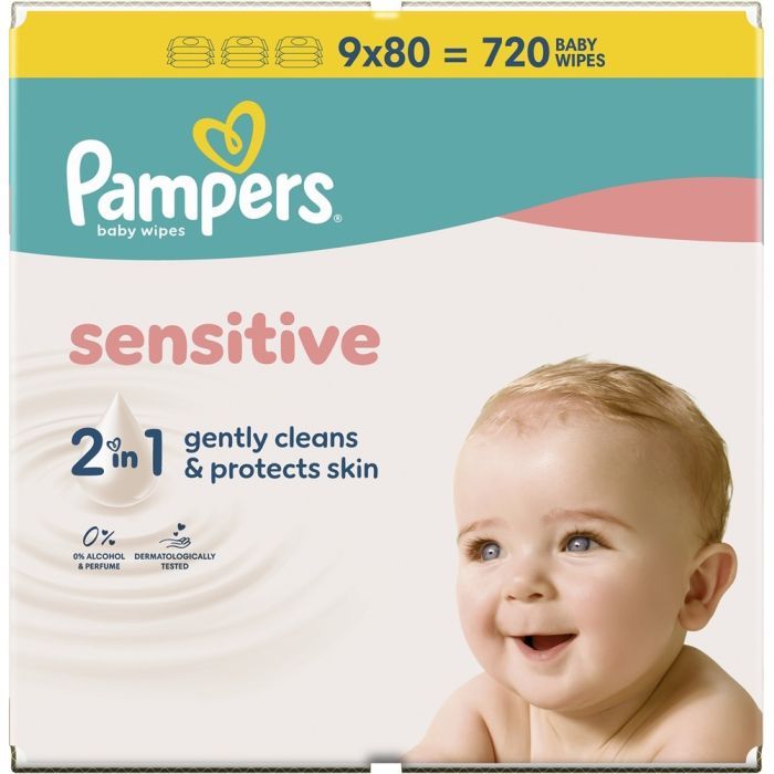 Детские влажные салфетки Pampers Sensitive, 720 шт (8006530134750) изображение 2