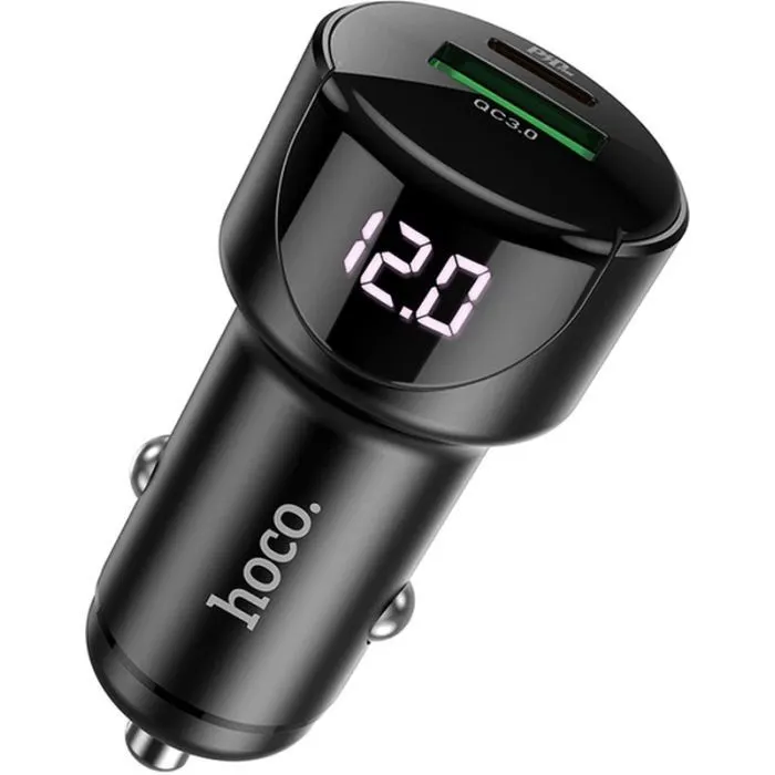 Зарядное устройство HOCO 1xUSB-C PD20W + 1xUSB QC3.0 car adapter Z42 black (6931474742544) изображение 2