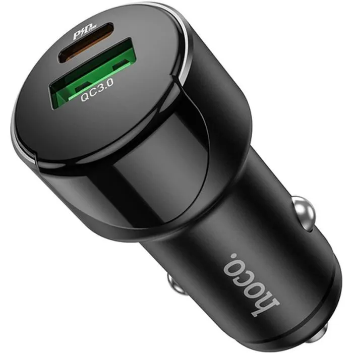 Зарядное устройство HOCO 1xUSB-C PD20W + 1xUSB QC3.0 car adapter Z42 black (6931474742544) изображение 3
