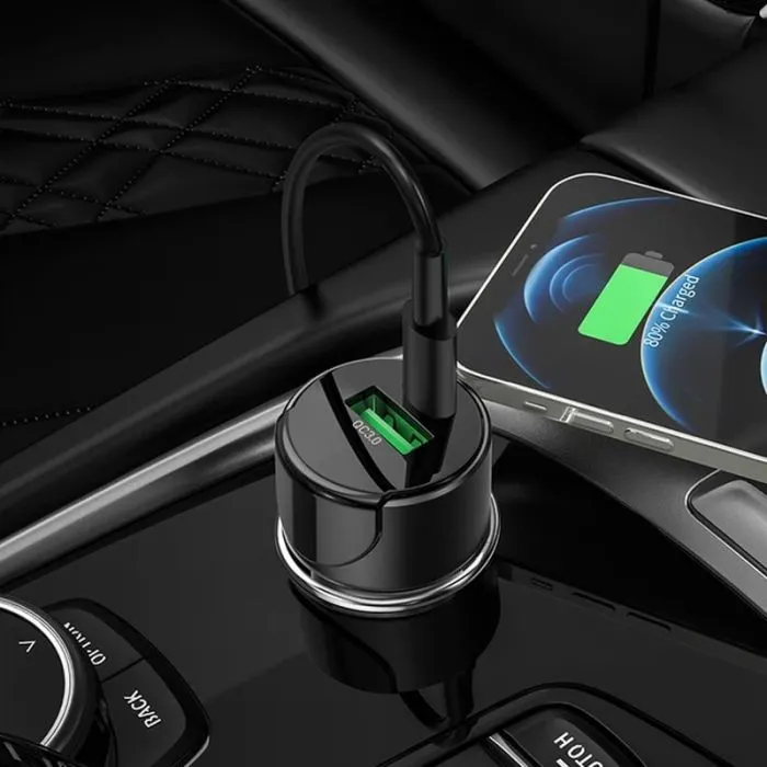 Зарядное устройство HOCO 1xUSB-C PD20W + 1xUSB QC3.0 car adapter Z42 black (6931474742544) изображение 8