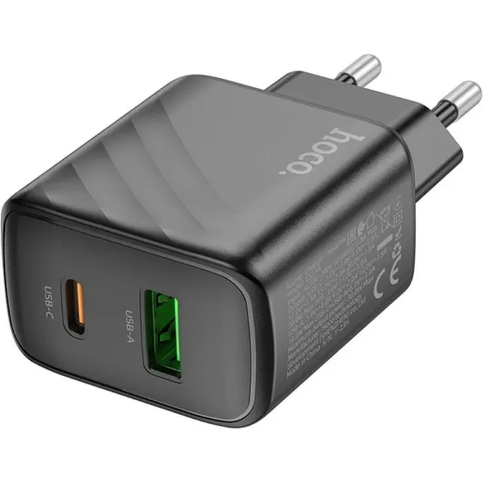 Зарядное устройство HOCO CS23A 1xUSB-C PD30W + 1xUSB QC3.0 black (6942007609944) изображение 4