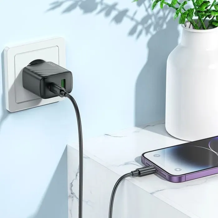 Зарядное устройство HOCO CS23A 1xUSB-C PD30W + 1xUSB QC3.0 black (6942007609944) изображение 8
