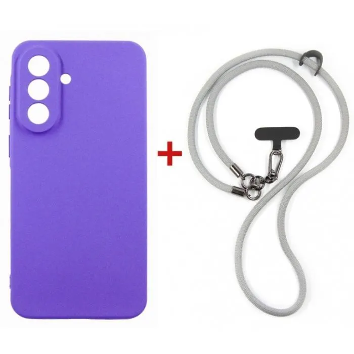 Чехол для мобильного телефона Dengos Case + Cross-body Strap Samsung Galaxy A37 Purple+Grey (DG-KM-CCRB-03)