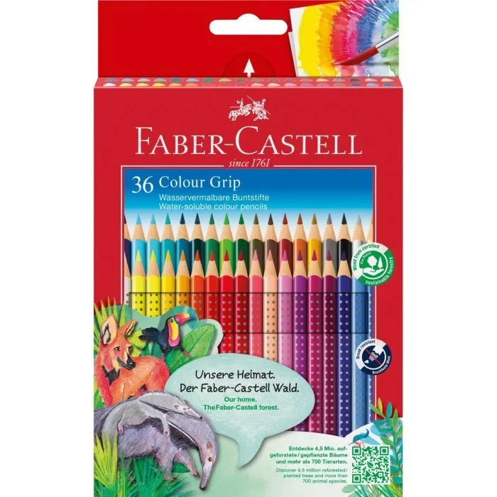Карандаши цветные Faber-Castell Grip акварельні, 36 кольорів (112442) (27633)