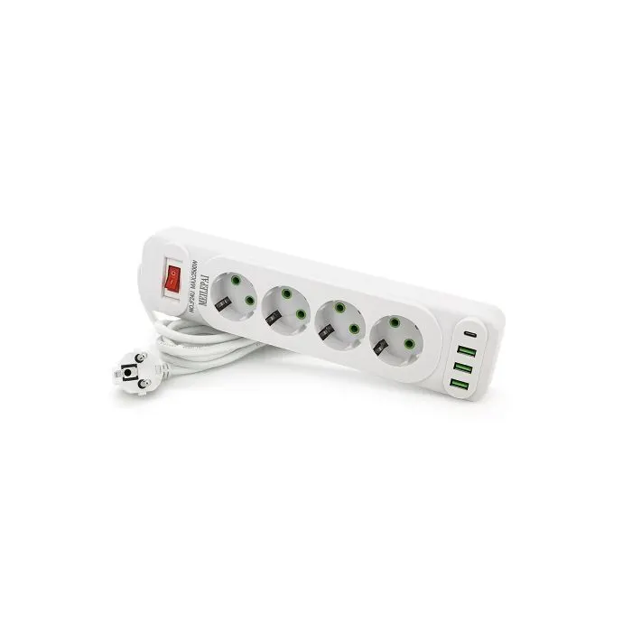 Сетевой фильтр питания Meilepai F24U, 4 роз EU, 3USB White (F24U-White)