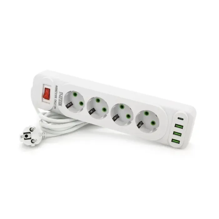 Сетевой фильтр питания Meilepai F24U, 4 роз EU, 3USB White (F24U-White)