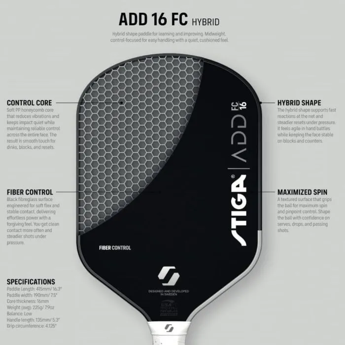 Ракетка для піклболу Stiga ADD FC 16 Hybrid (3201-0512-02) (932361) зображення 5