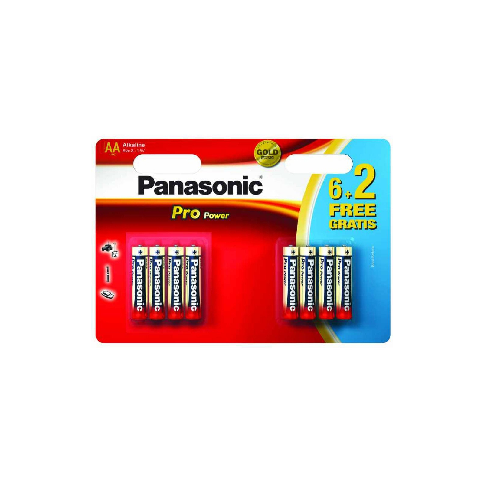 Батарейка Panasonic AA PRO POWER * 8(6+2) (LR6XEG/8B2F)