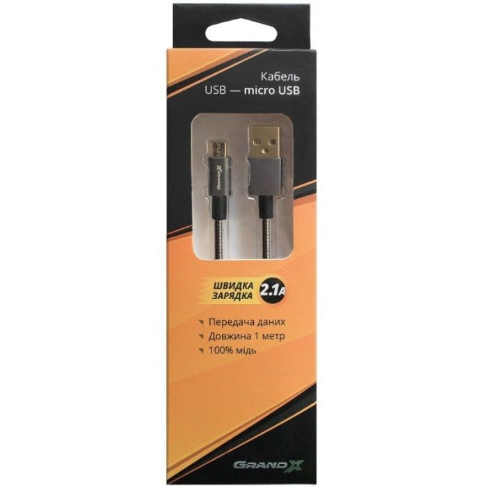 Дата кабель USB 2.0 AM to Micro 5P 1.0m Grand-X (MM-01) изображение 3
