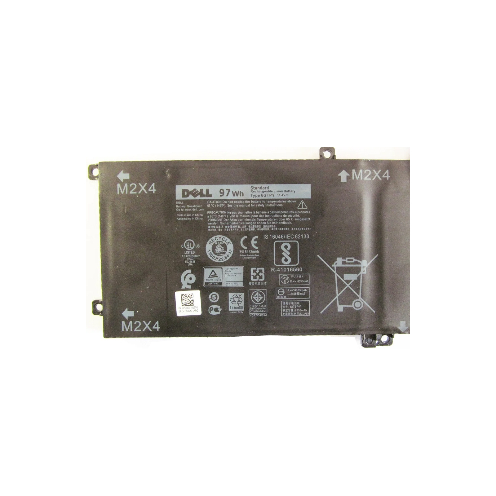 Аккумулятор для ноутбука Dell XPS 15-9560 (long) 6GTPY, 97Wh (8083mAh), 6cell, 11.4V (A47391) изображение 2