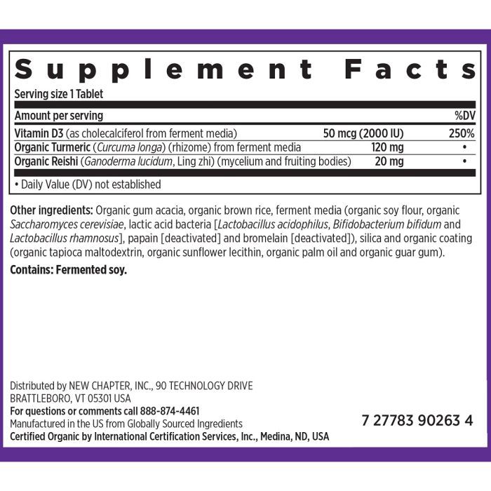 Вітамін New Chapter Ферментований вітамін D3, Fermented Vitamin D3, 30 таблеток (NC0262) зображення 2