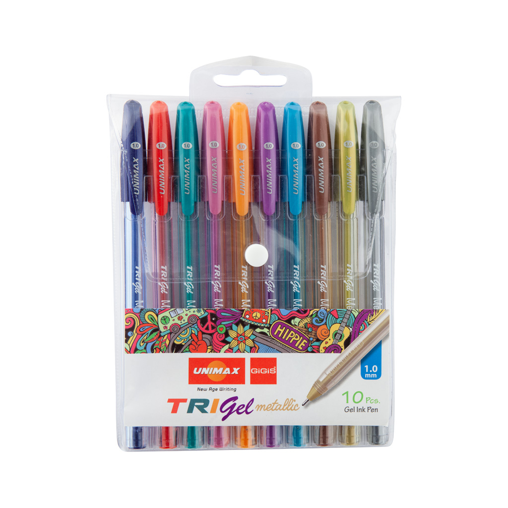 Ручка гелевая Unimax набор Trigel Metallic, ассорти цветов металлик 1 мм, 10 шт (UX-141) изображение 3