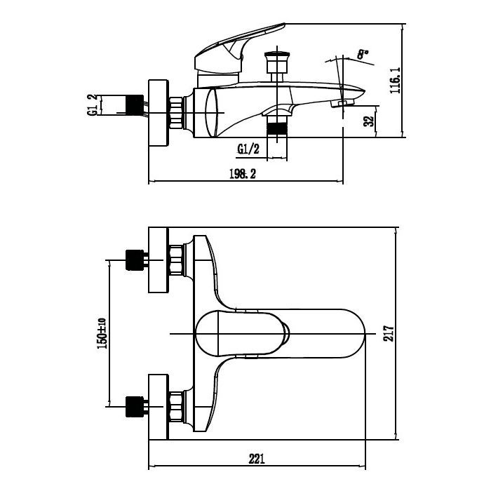 Смеситель AM.PM LIKE д / ванны и душа, хром (F8010000) изображение 2