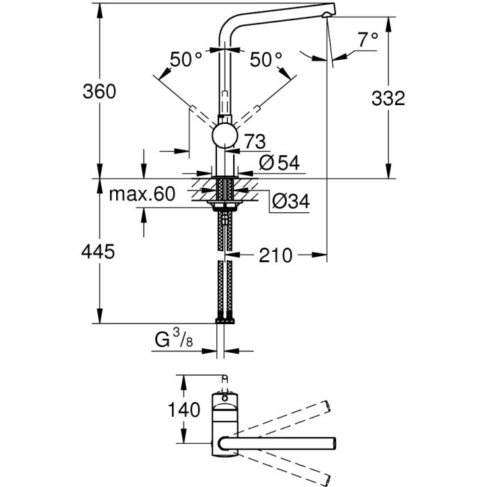 Смеситель Grohe VENTO OHM L ХРОМ (30425000) изображение 3