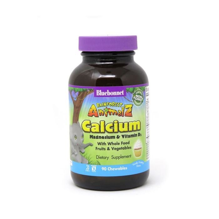 Минералы Bluebonnet Nutrition Кальций Магний & Витамин D3 для Детей, Rainforest Animalz, (BLB-00196)