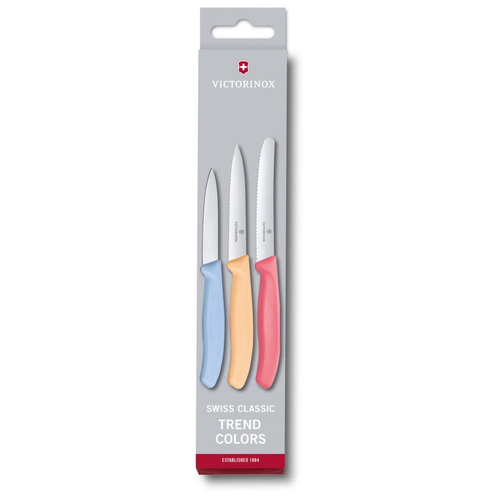 Набір ножів Victorinox SwissClassic Paring Set 3 шт Light Blue, Orange, Red (6.7116.34L1)