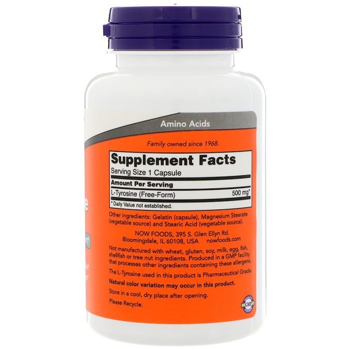 Аминокислота Now Foods L-Тирозин 500мг, 120 капсул (NOW-00162) изображение 2