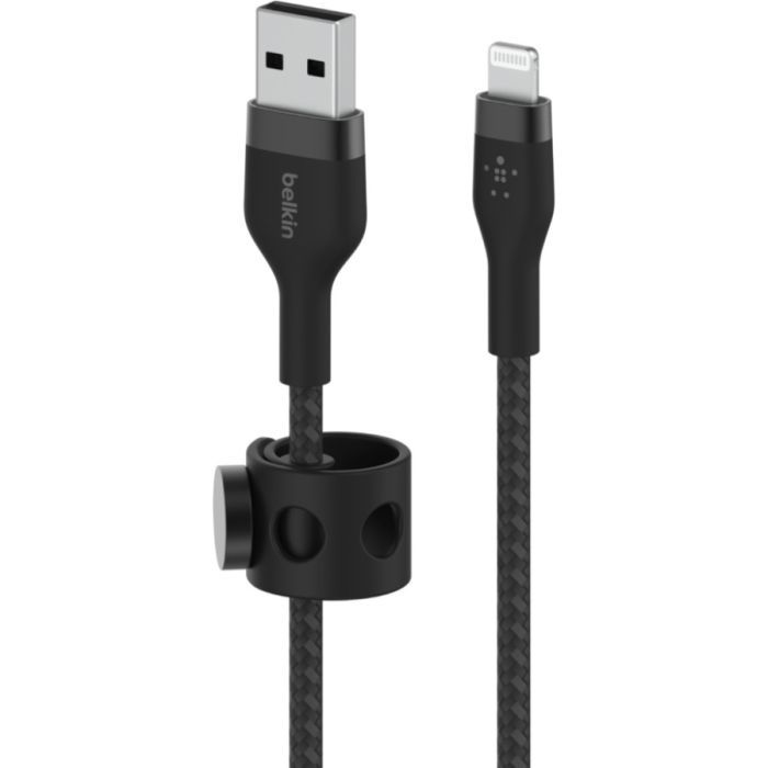 Дата кабель USB 2.0 AM to Lightning 1.0m BRAIDED SILICONE black Belkin (CAA010BT1MBK) изображение 2