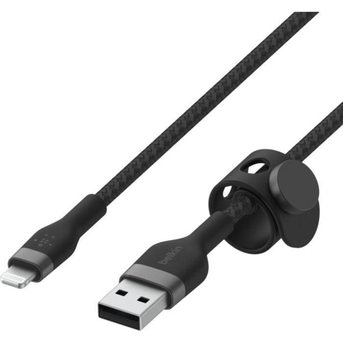Дата кабель USB 2.0 AM to Lightning 1.0m BRAIDED SILICONE black Belkin (CAA010BT1MBK) изображение 3