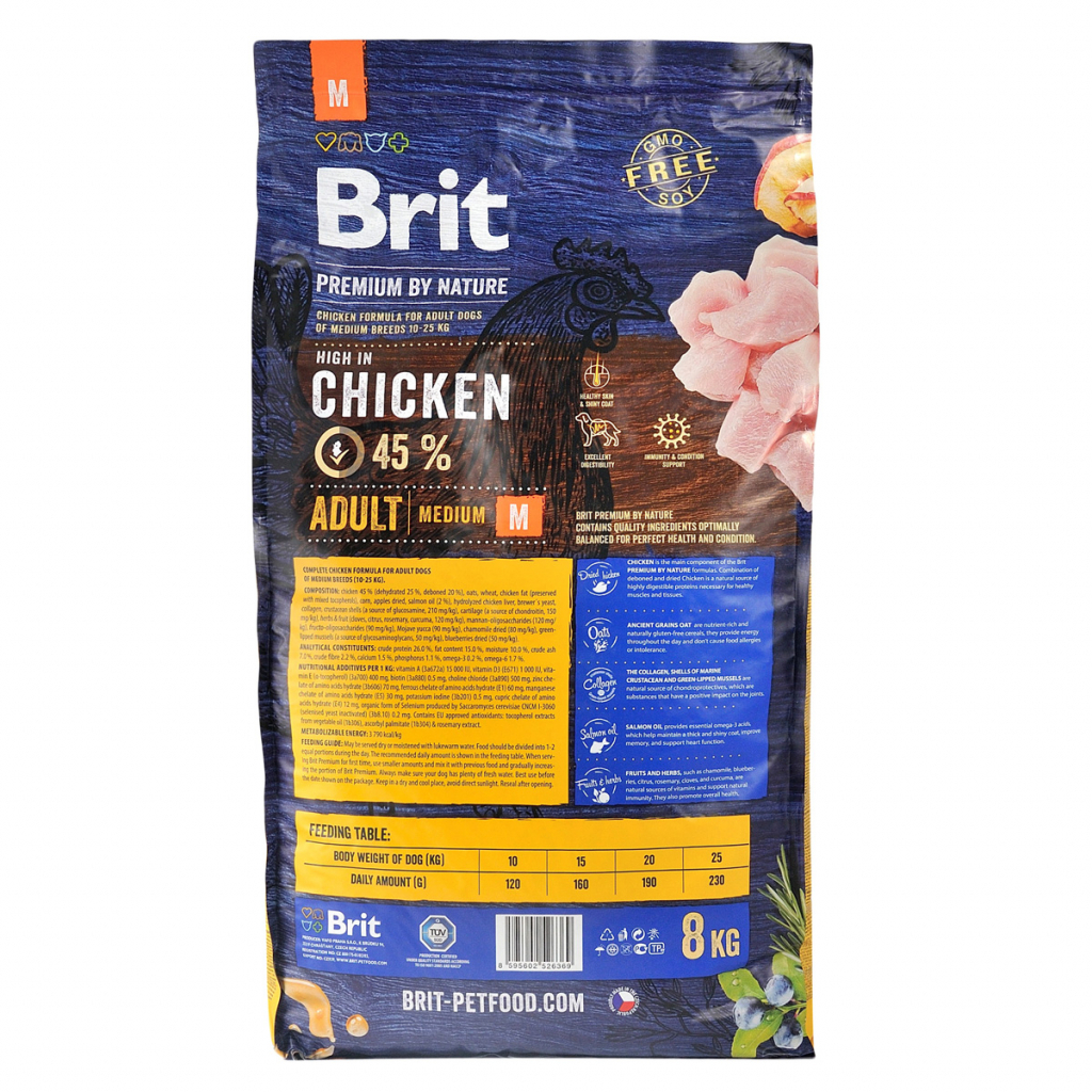 Сухой корм для собак Brit Premium Dog Adult M 15 кг (8595602526376) изображение 3