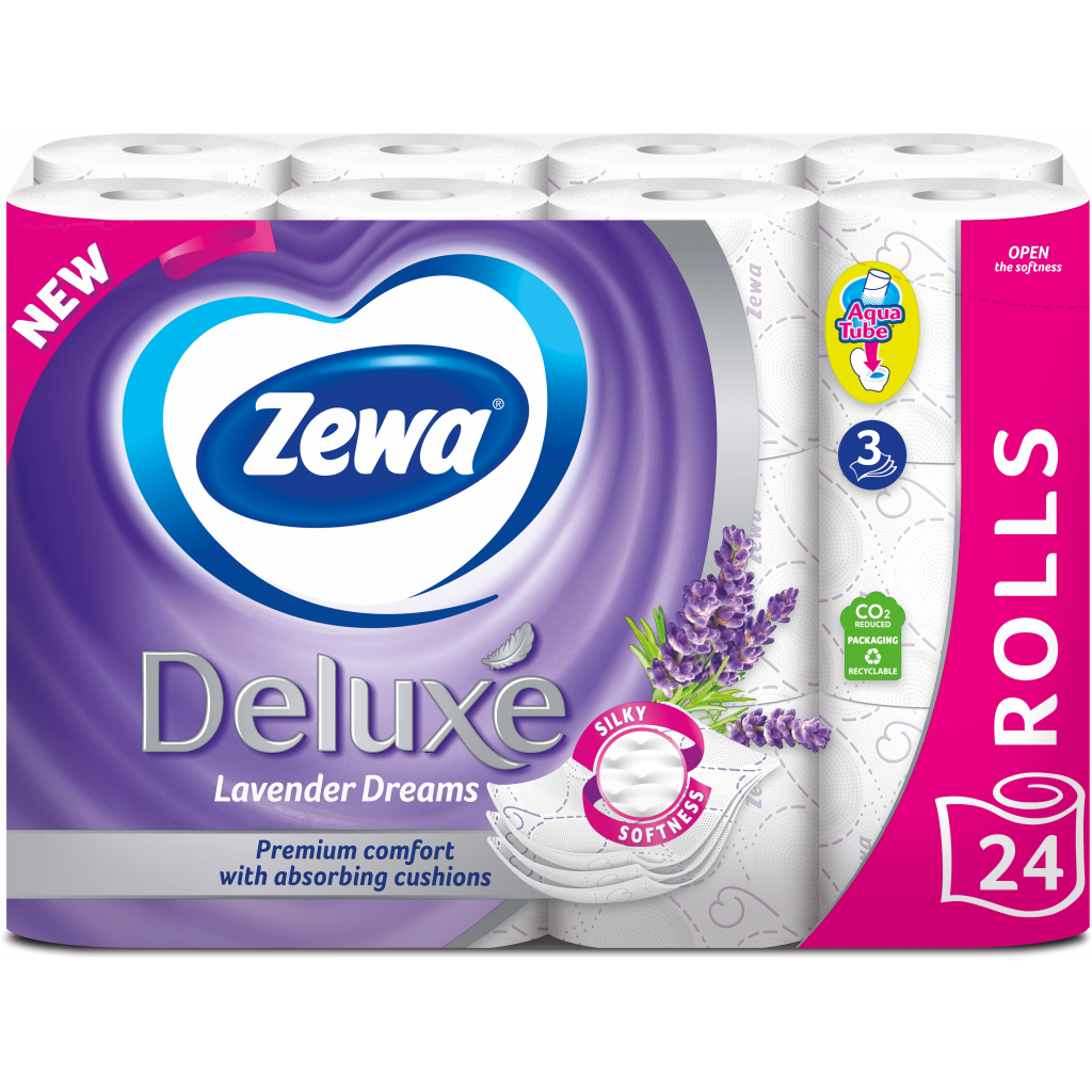 Туалетная бумага Zewa Deluxe Лаванда 3 слоя 8 рулонов (7322541171777)