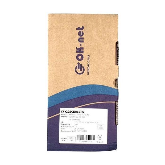 Кабель сетевой OK-Net UTP 100м cat.5e (U/UTP-cat.5E) (КПВ-ВП (100) 4х2х0,49 / 100) изображение 4