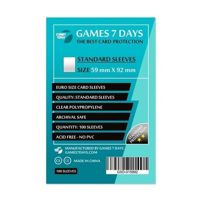 Протектор для карт Games 7 Days 59 х 92 мм, Euro, 100 шт (STANDART) (GSD-015992)