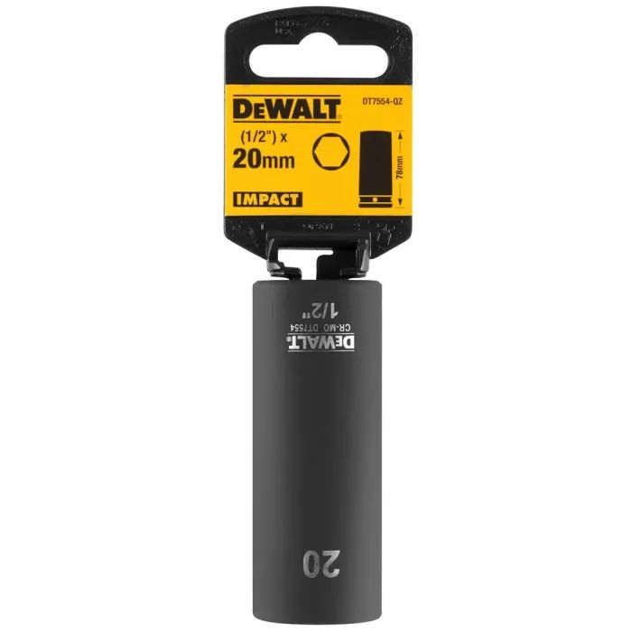 Головка торцевая DeWALT ударная "IMPACT" 1/2" х 12 мм, удлинённая, шестигранная (DT7546) изображение 2