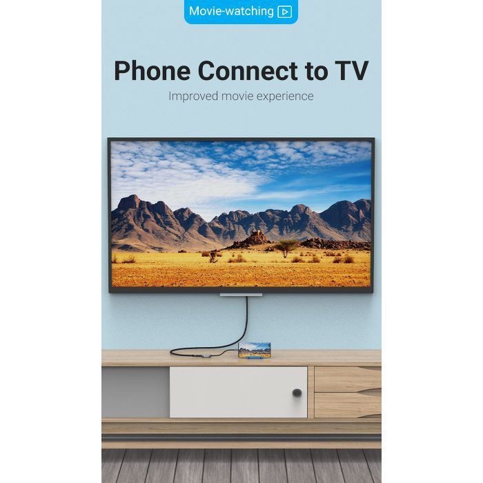 Перехідник USB3.1 Type-C to HDMI (F) 4K 30HZ 0.15m Vention (TDEHB) зображення 3