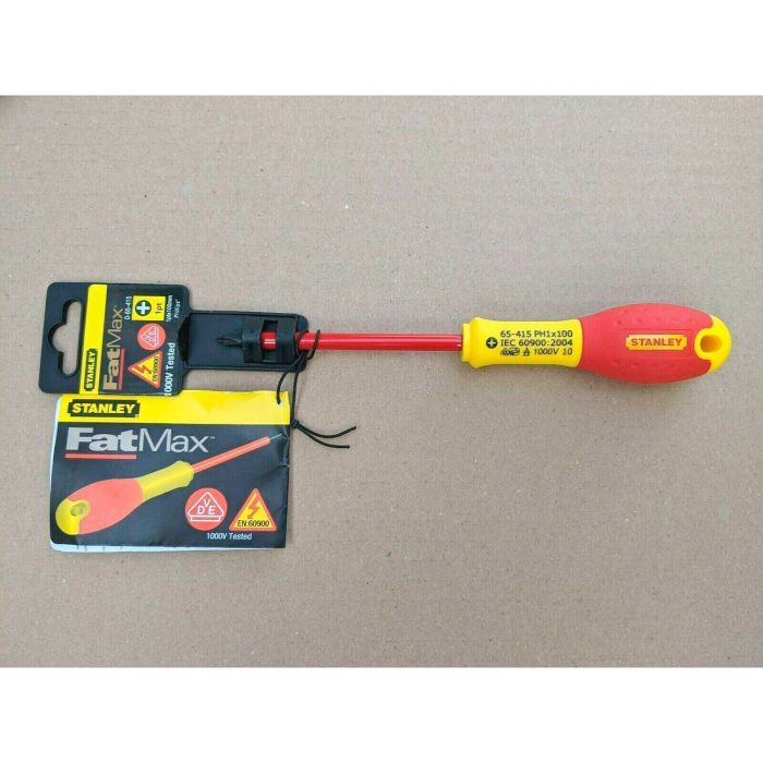 Отвертка Stanley электрика FatMax VDE 1000V изолированная с жалом под шлиц Ph1х100мм (0-65-415) изображение 2