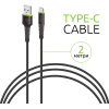 Дата кабель USB 2.0 AM to Type-C 2.0m CBFLEXT2 Black Intaleo (1283126521423) зображення 3